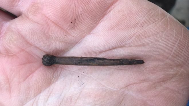 A pin decorated with a bramble is among items discovered at the Pictish fort