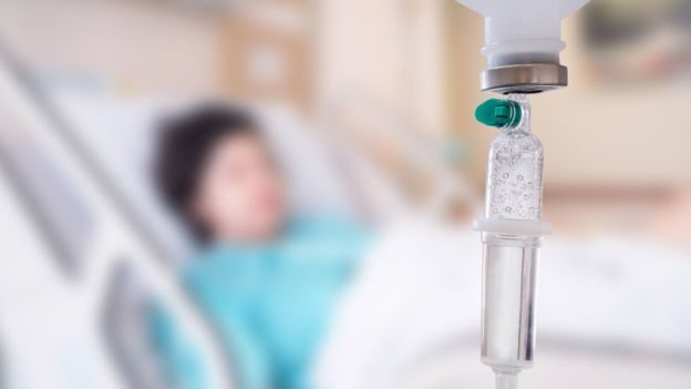 Click to enlarge IV drip hospital patient