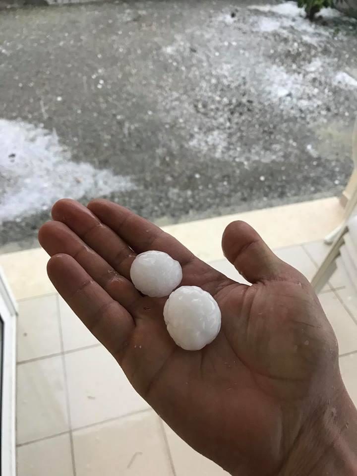 Click to enlarge A photograph posted by Kyperounda Village Council showed hailstones the size of a walnut.