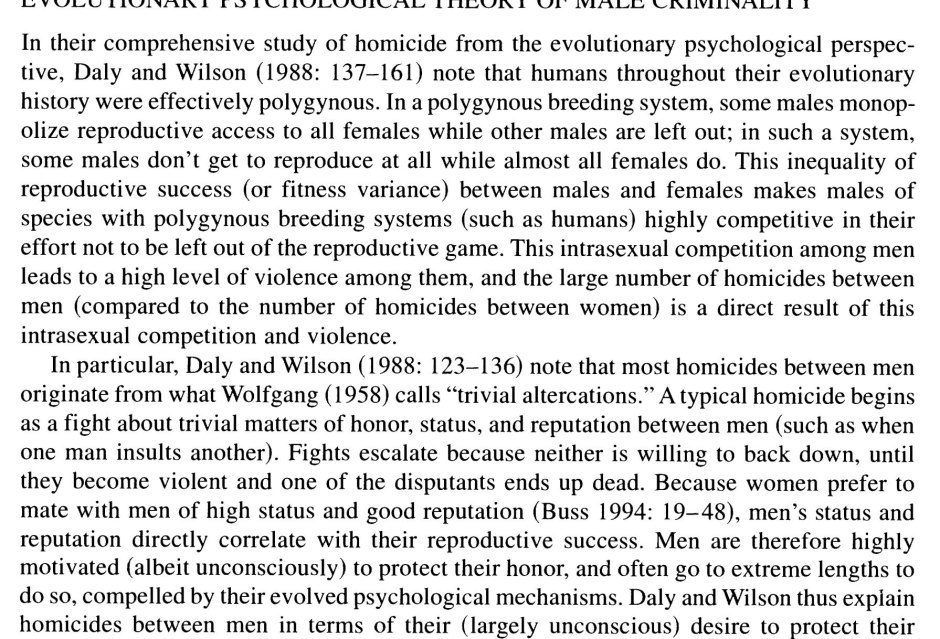 Psychological theory on male criminality