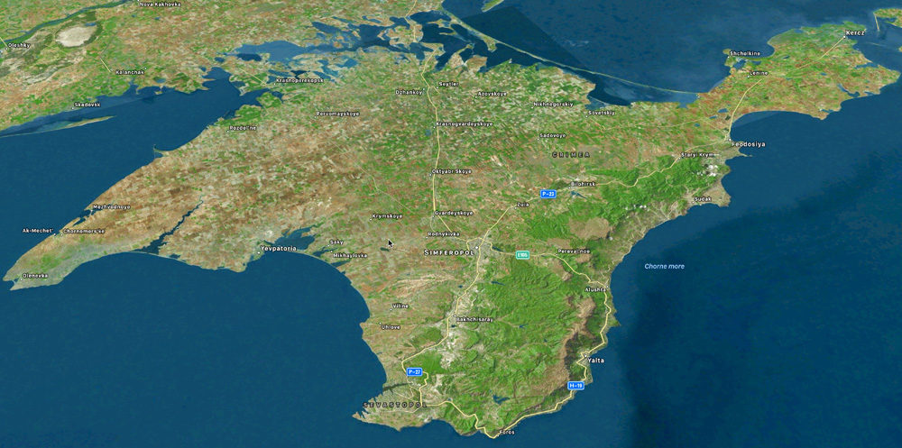 Satellite view of the Crimean Peninsula