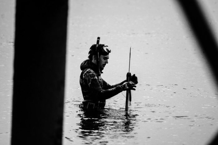 man in river