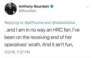 anthony bourdain tweet HRC
