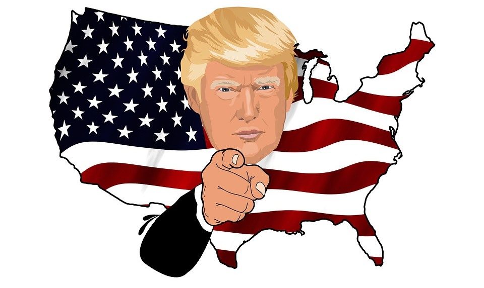 Trump and American flag cartoon