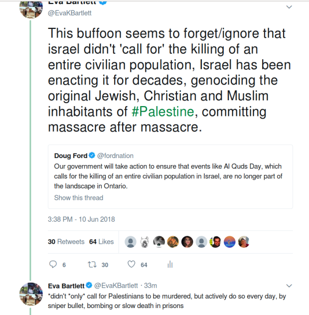 Eva Bartlett's tweet