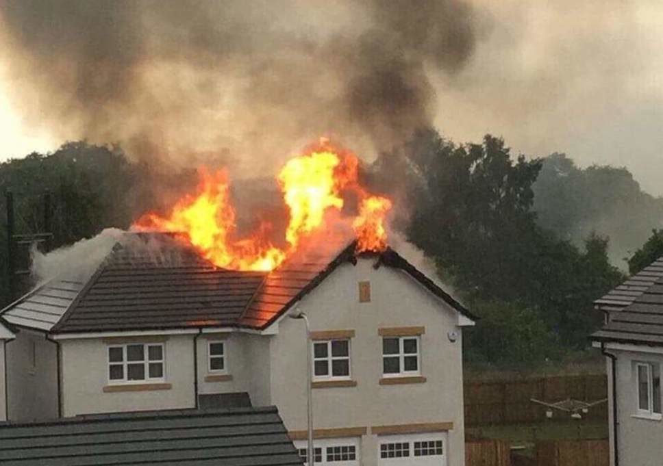 Click to enlarge House destroyed by fire after lightning strike in Scotland
