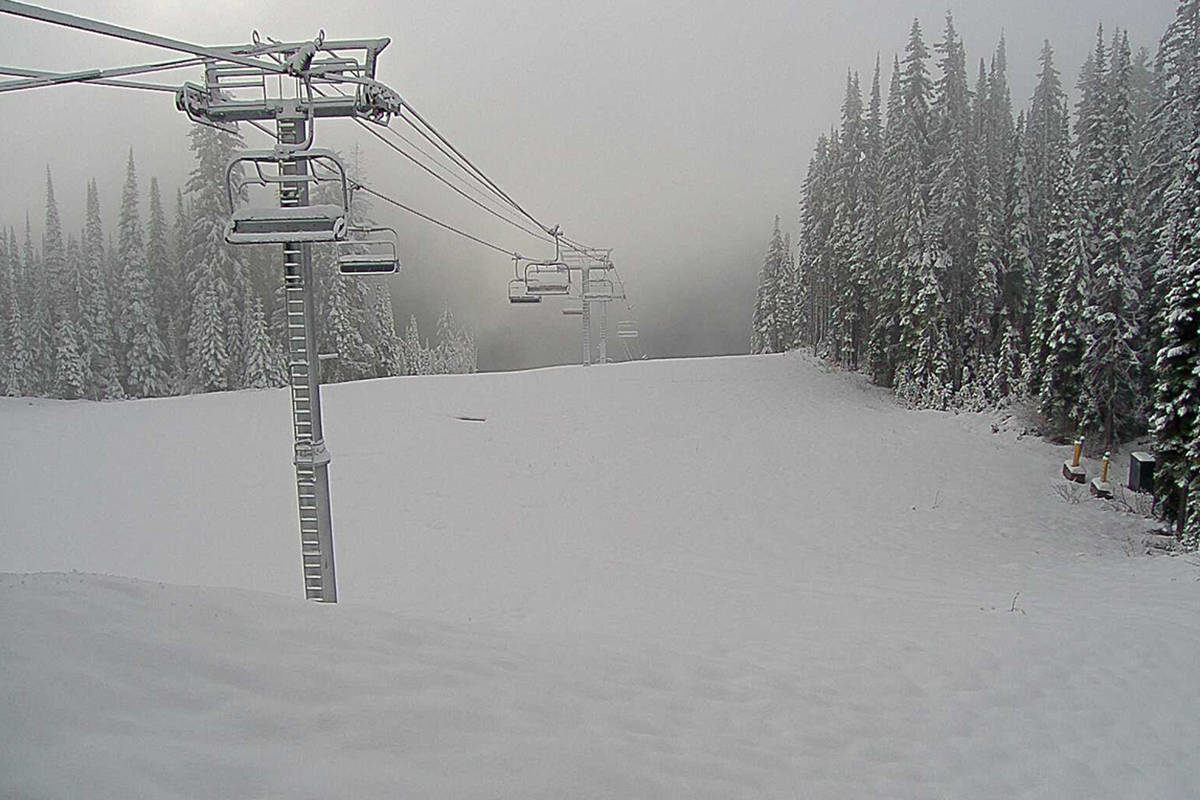 The webcam at SilverStar Mountain Resort’s Silverwoods lift shows plenty of snow on the morning of June 11.