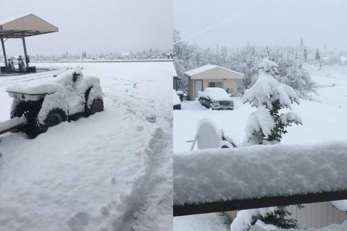Click to enlarge Glennallen gets hit with over a half a foot of snow, June 10, 2018.