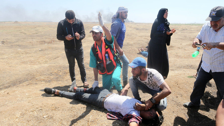 injured protestor Gaza march