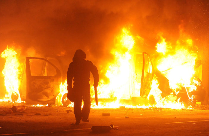 Click to enlarge burning cars