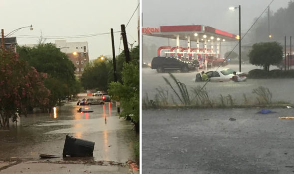 Click to enlarge Around 4,500 people have been left without power following flash flooding in Baton Rouge