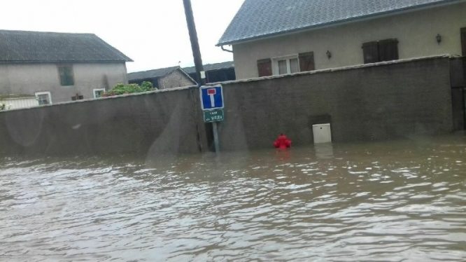 Flooding has already reached critical levels across much of France, including Pau, shown here