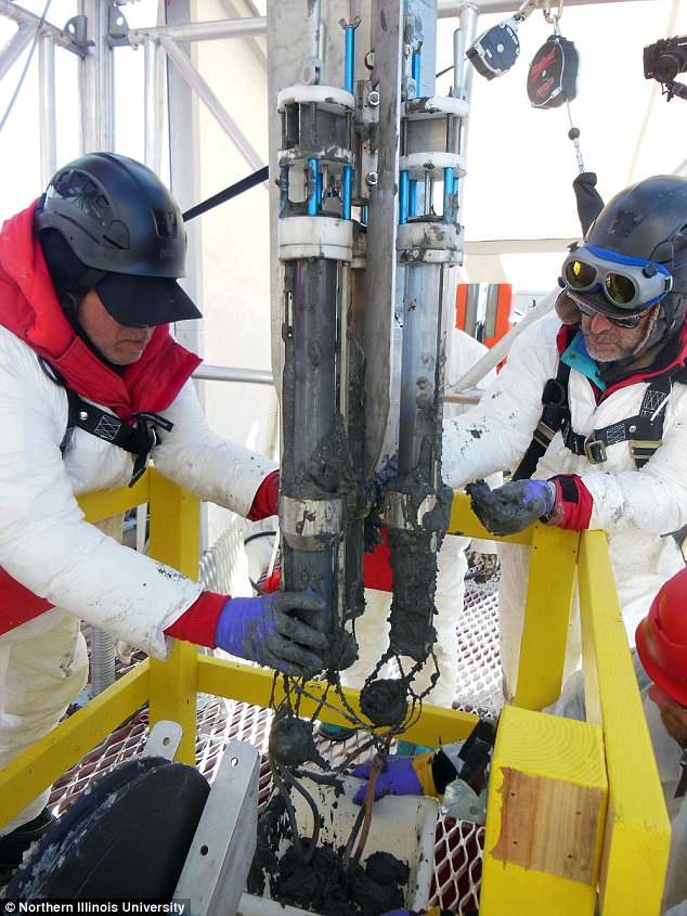 Click to enlarge Researchers drilled