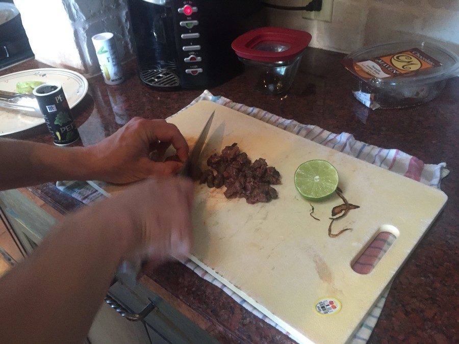 man cooks leg