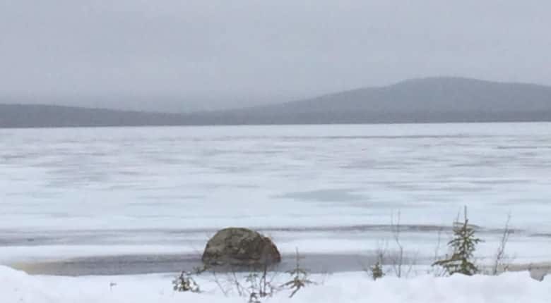 Not a lot of fishing can be done when the lake is still frozen over in June.