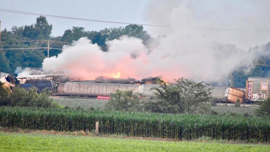 freight train derailment explosion gibson indiana