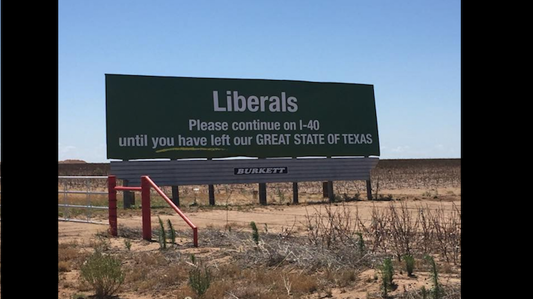 Texas billboard liberals leave