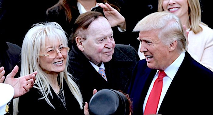 Click to enlarge Adelson, wife, Trump