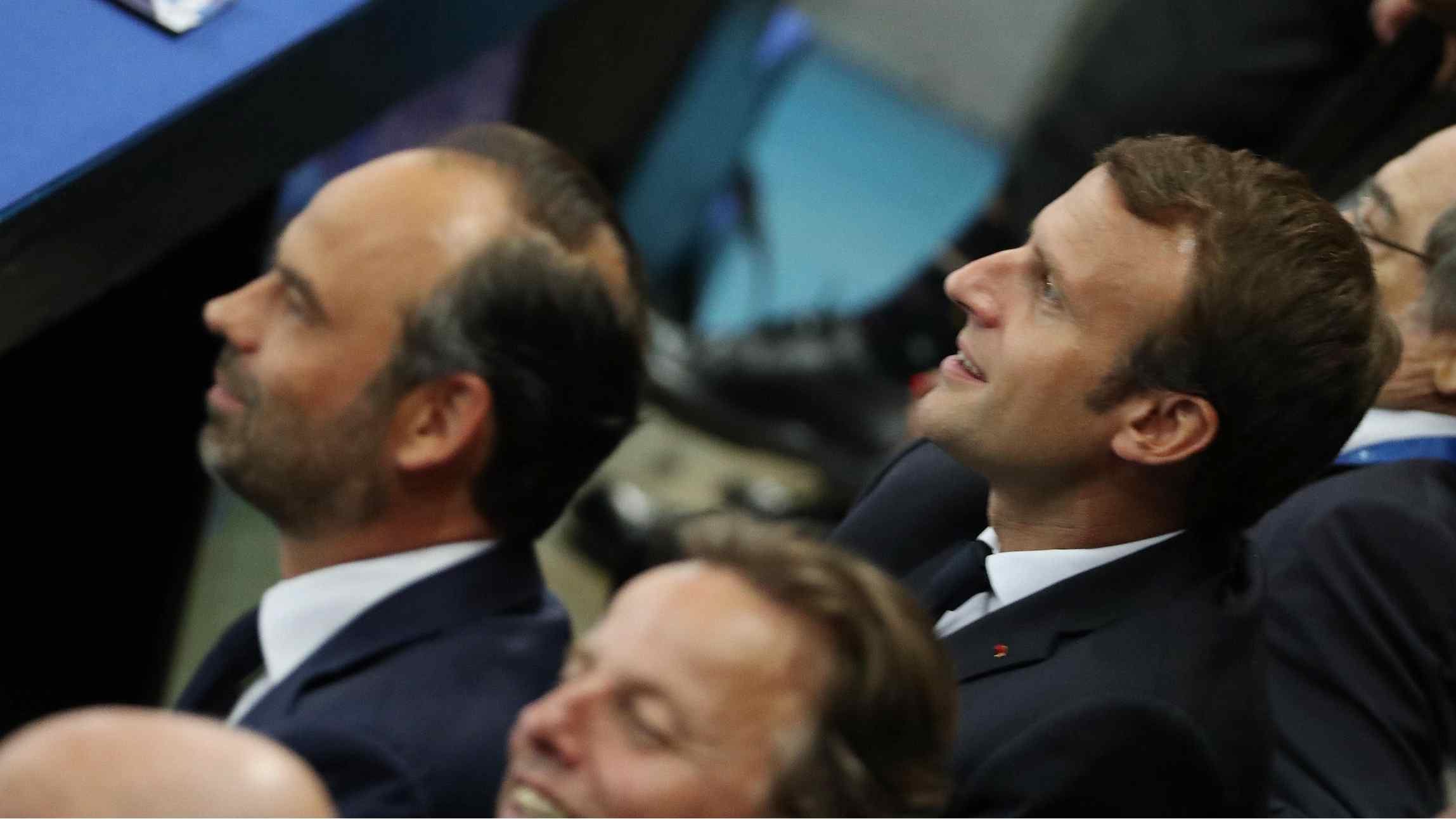 Click to enlarge Macron and French Prime Minister Edouard Philippe