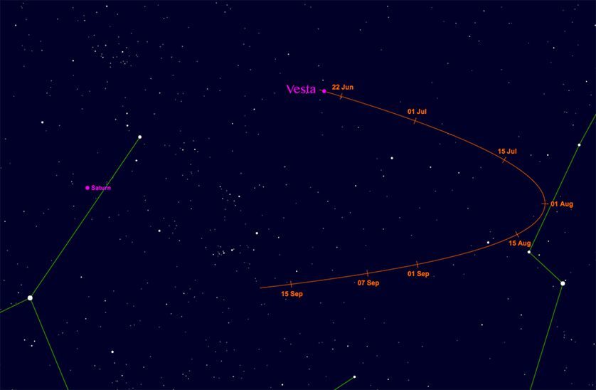 Click to enlarge Vesta as it will appear in the night sky
