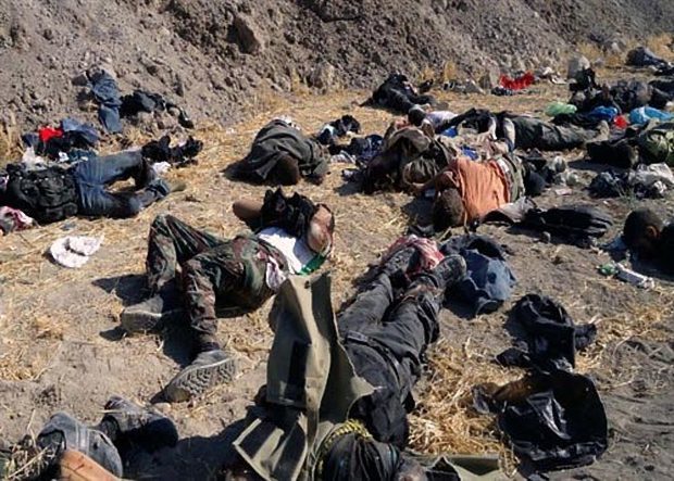 Bodies of members of the Islamic State group