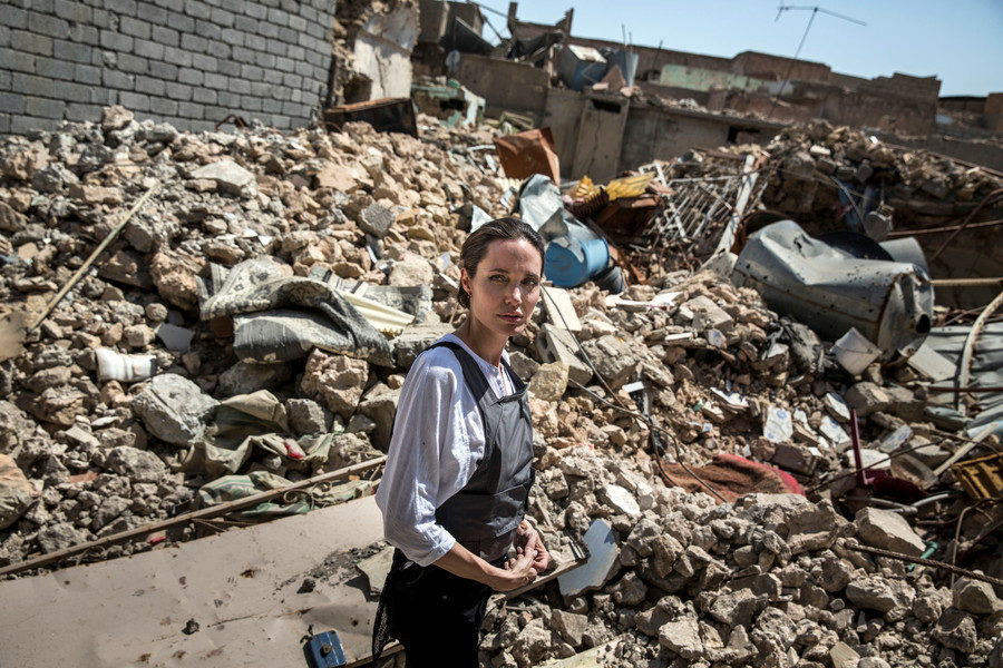 Click to enlarge UNHCR Special Envoy Angelina Jolie visits the Old City in West Mosul, Iraq June 16, 2018