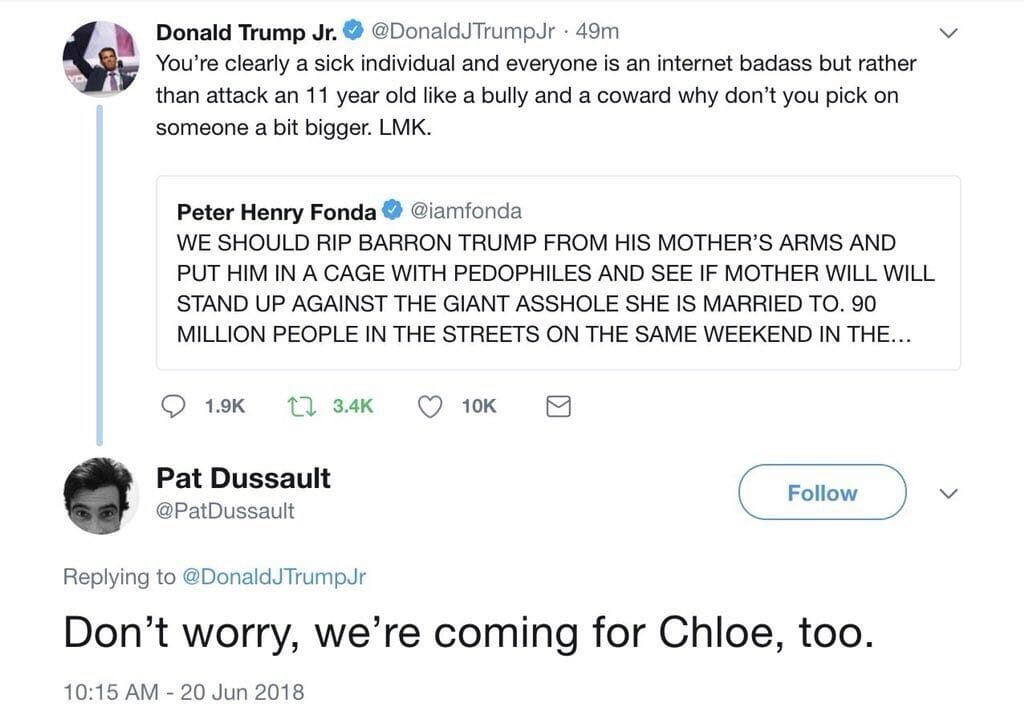Click to enlarge Peter Fonda, Donald Trump Jr., Pat Dussault