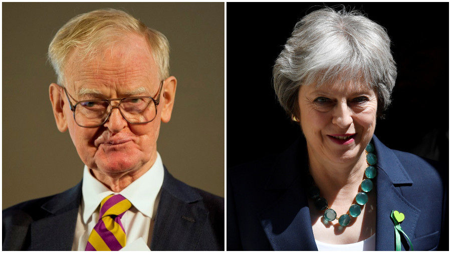 (L) Neil Hall (R) Theresa May