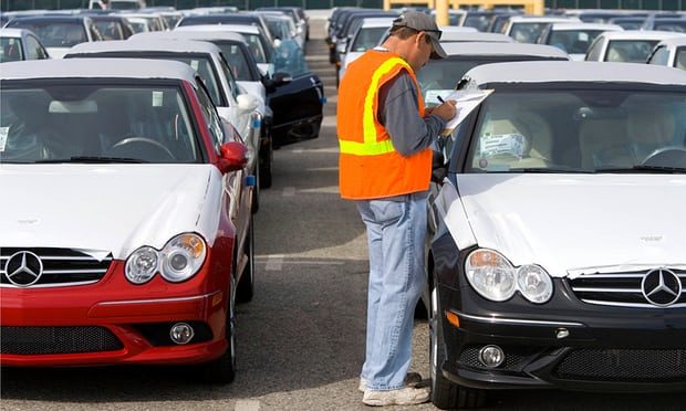 Click to enlarge Long Beach shipment of Mercedes, trade war