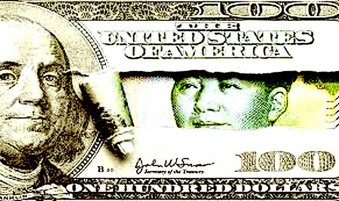 Dollar peeking yuan