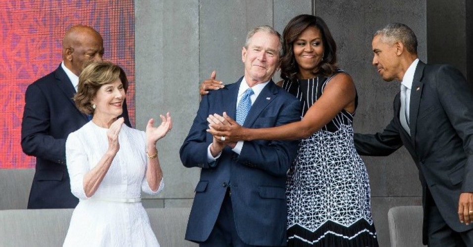 Click to enlarge Laura bush michelle obama and husbands