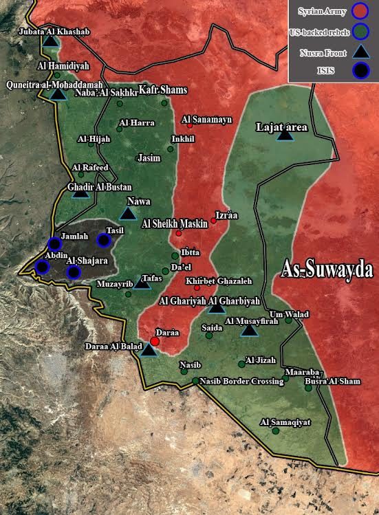 Click to enlarge Map locations militants Syria june 2018