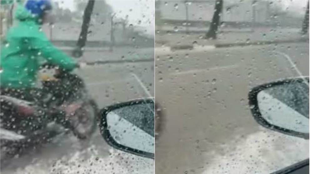 A screenshot of a video taken of a flood at Toh Tuck Avenue after Pan Island Expressway exit on Tuesday (Jun 26).