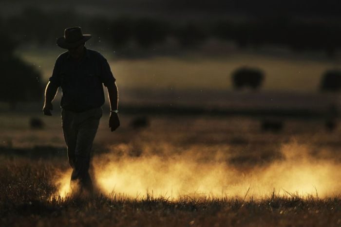 Farmer dust drought