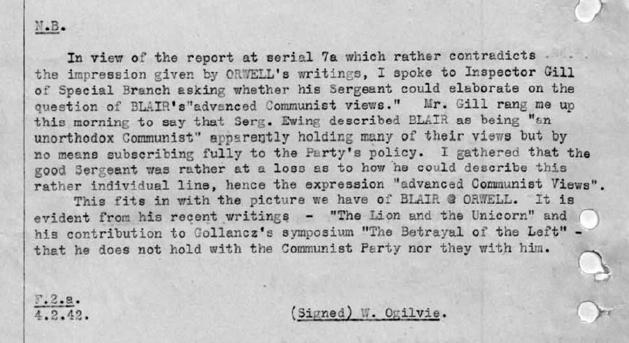 Click to enlarge orwell MI5 files