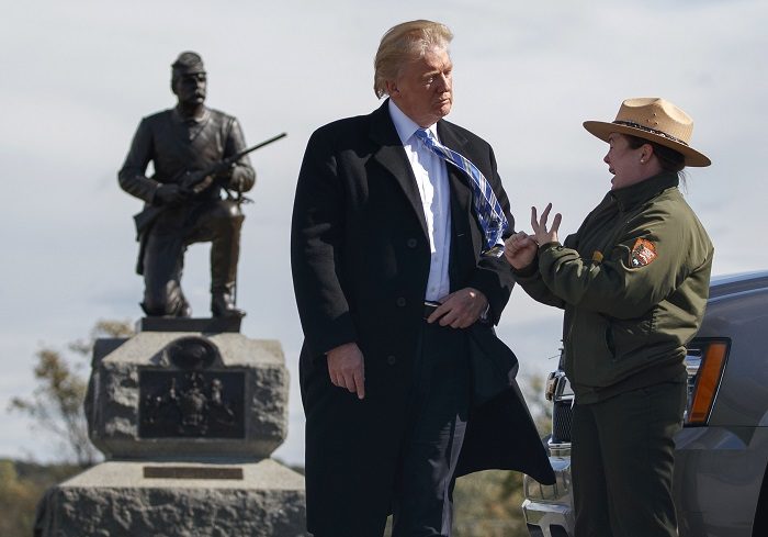 Park ranger speaking with Trump