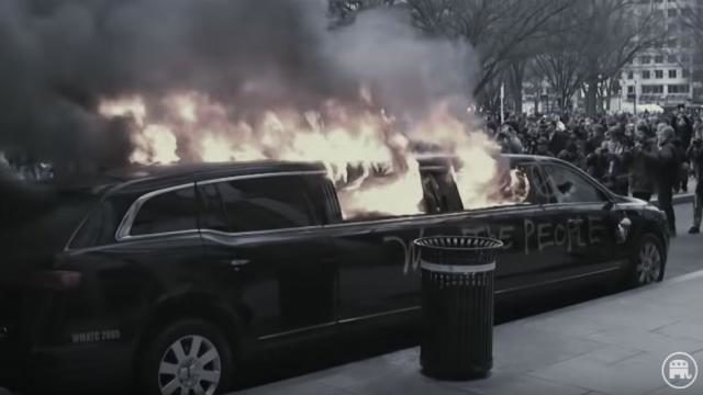 Click to enlarge burning limo