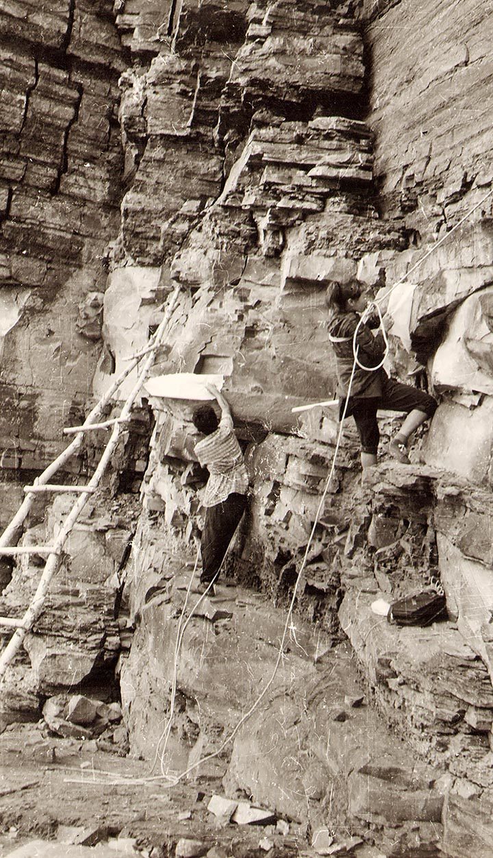 Scientists were to use climbing equipment to research some petroglyphs in 1960s.