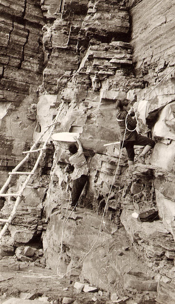 Click to enlarge Scientists were to use climbing equipment to research some petroglyphs in 1960s.