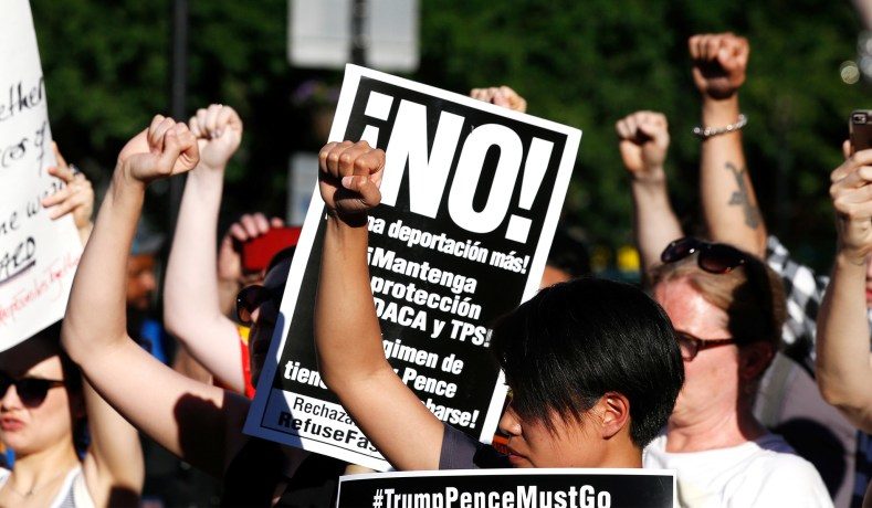 Protesters rally against Trump administration immigration policies in New York City, June 19, 2018.