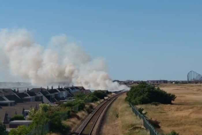 Click to enlarge Major fire on the dunes at St Annes.