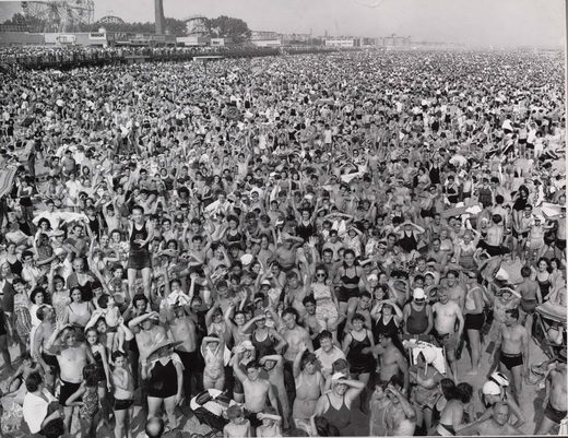 Click to enlarge Coney Island Beach during the hot summer of 1940 July heatwave, 1940 weegee