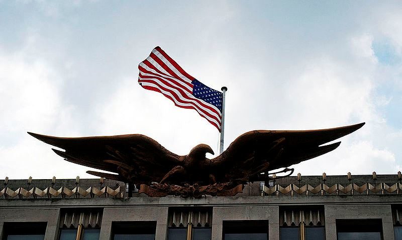 American eagle and flag