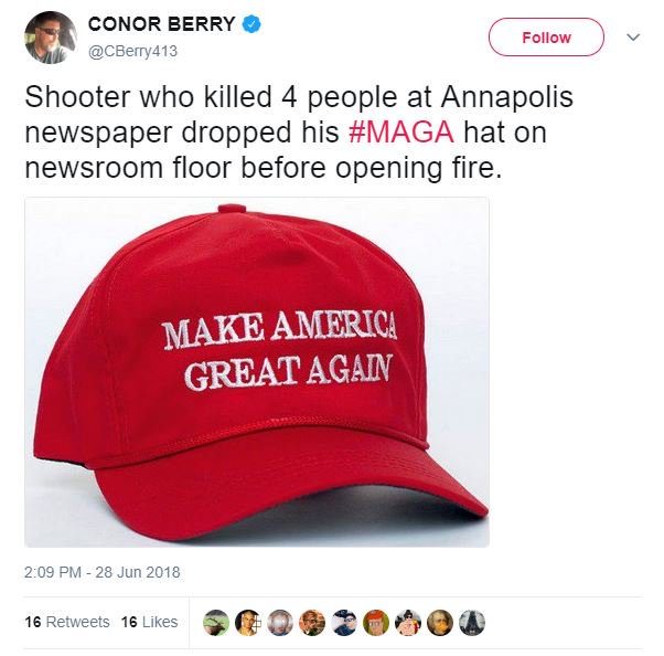Annapolis shooter MAGA hat Conor Berry