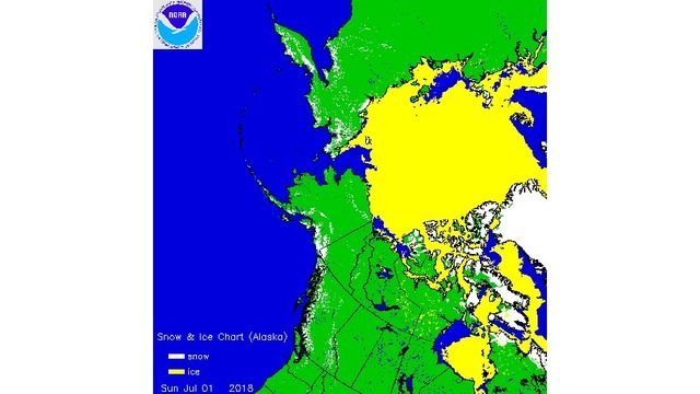 Click to enlarge Snow and Ice Cover in the Arctic on July 1.