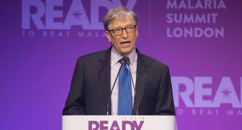 Bill Gates speaks during the Commonwealth Heads of Government Meeting in London on April 19, 2018.