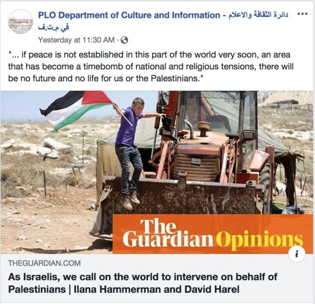 Guardian screenshot Palestine
