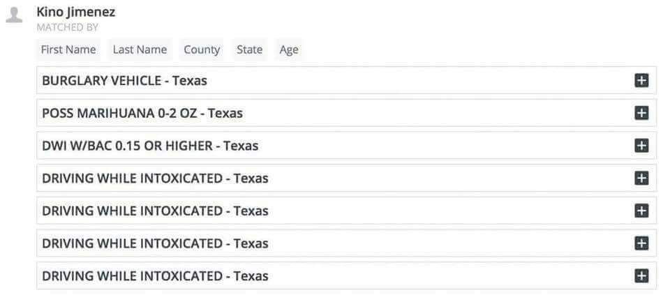 Click to enlarge kino jimenez criminal record San Antonio