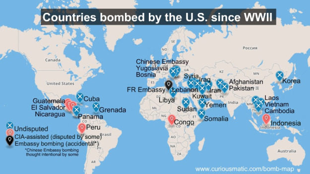 countries bombed by US