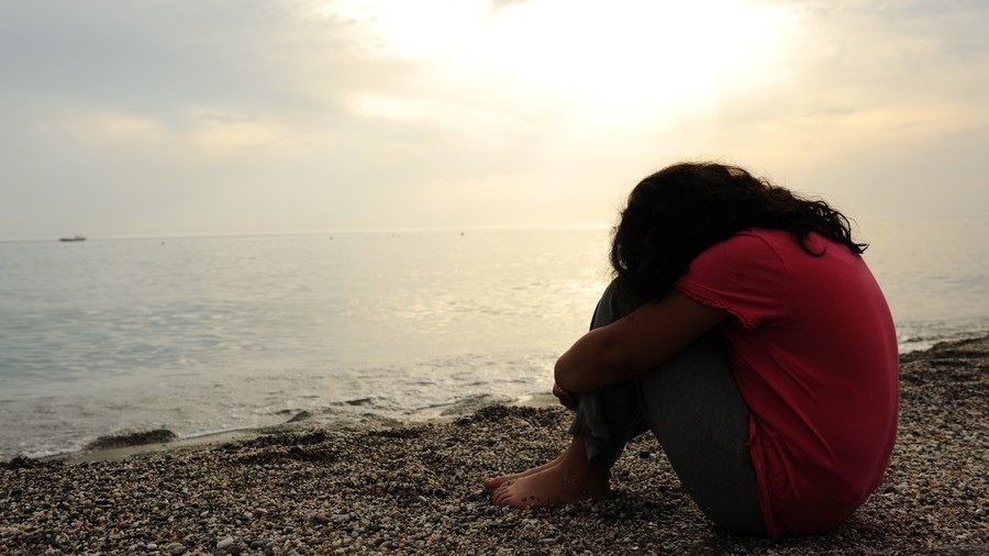 lonely girl beach